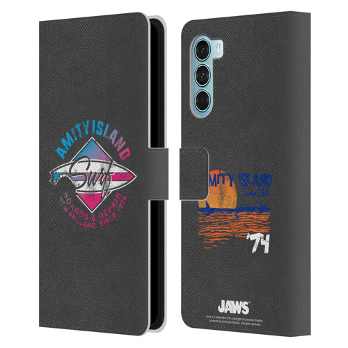 Jaws I Key Art Surf Leather Book Wallet Case Cover For Motorola Edge S30 / Moto G200 5G