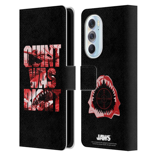 Jaws I Key Art Quint Was Right Leather Book Wallet Case Cover For Motorola Edge X30