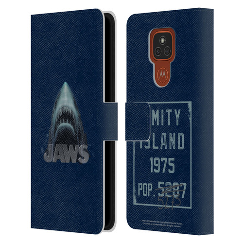 Jaws I Key Art Illustration Leather Book Wallet Case Cover For Motorola Moto E7 Plus