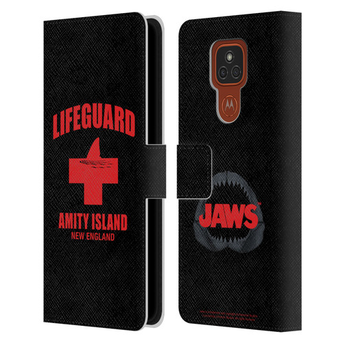 Jaws I Key Art Lifeguard Leather Book Wallet Case Cover For Motorola Moto E7 Plus