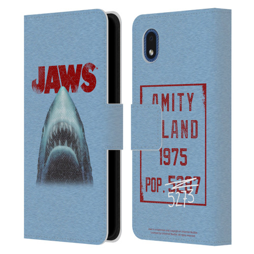 Jaws I Key Art Grunge Leather Book Wallet Case Cover For Samsung Galaxy A01 Core (2020)