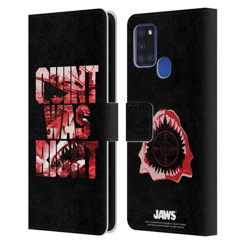 Jaws I Key Art Quint Was Right Leather Book Wallet Case Cover For Samsung Galaxy A21s (2020)