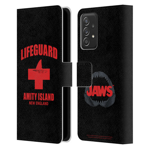 Jaws I Key Art Lifeguard Leather Book Wallet Case Cover For Samsung Galaxy A52 / A52s / 5G (2021)