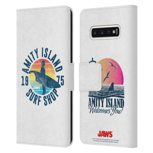 Jaws I Key Art Surf Shop Leather Book Wallet Case Cover For Samsung Galaxy S10