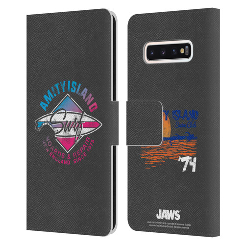 Jaws I Key Art Surf Leather Book Wallet Case Cover For Samsung Galaxy S10
