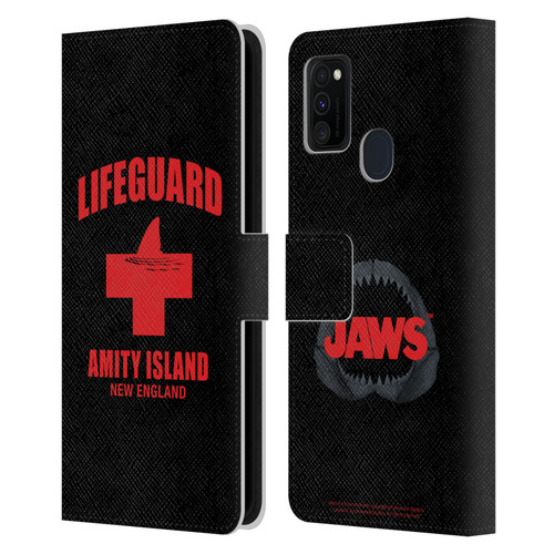 Jaws I Key Art Lifeguard Leather Book Wallet Case Cover For Samsung Galaxy M30s (2019)/M21 (2020)
