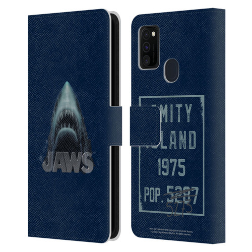 Jaws I Key Art Illustration Leather Book Wallet Case Cover For Samsung Galaxy M30s (2019)/M21 (2020)