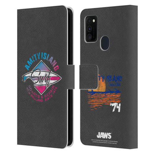 Jaws I Key Art Surf Leather Book Wallet Case Cover For Samsung Galaxy M30s (2019)/M21 (2020)