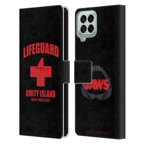 Jaws I Key Art Lifeguard Leather Book Wallet Case Cover For Samsung Galaxy M33 (2022)