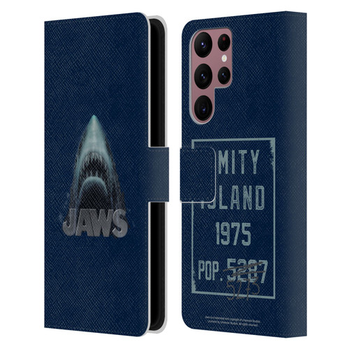 Jaws I Key Art Illustration Leather Book Wallet Case Cover For Samsung Galaxy S22 Ultra 5G