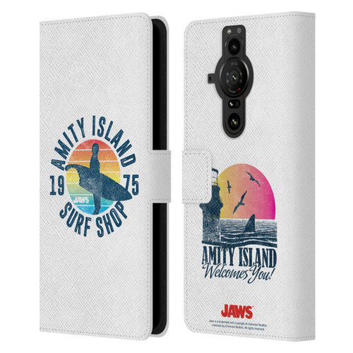 Jaws I Key Art Surf Shop Leather Book Wallet Case Cover For Sony Xperia Pro-I
