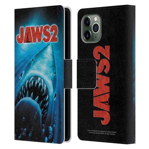 Jaws II Key Art Swimming Poster Leather Book Wallet Case Cover For Apple iPhone 11 Pro