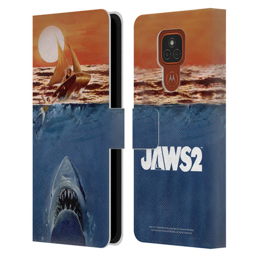 Jaws II Key Art Sailing Poster Leather Book Wallet Case Cover For Motorola Moto E7 Plus