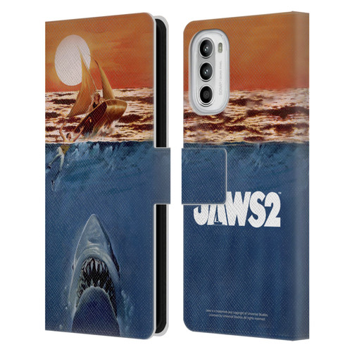Jaws II Key Art Sailing Poster Leather Book Wallet Case Cover For Motorola Moto G52