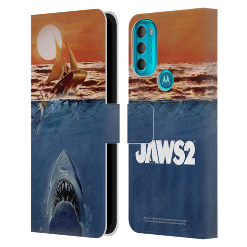 Jaws II Key Art Sailing Poster Leather Book Wallet Case Cover For Motorola Moto G71 5G