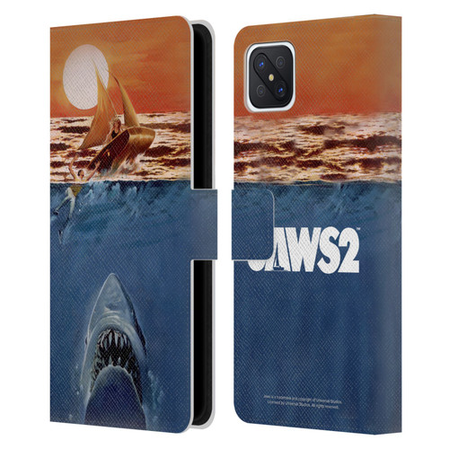Jaws II Key Art Sailing Poster Leather Book Wallet Case Cover For OPPO Reno4 Z 5G