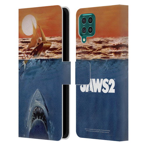 Jaws II Key Art Sailing Poster Leather Book Wallet Case Cover For Samsung Galaxy F62 (2021)