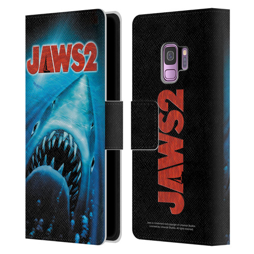 Jaws II Key Art Swimming Poster Leather Book Wallet Case Cover For Samsung Galaxy S9