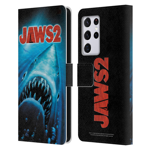 Jaws II Key Art Swimming Poster Leather Book Wallet Case Cover For Samsung Galaxy S21 Ultra 5G
