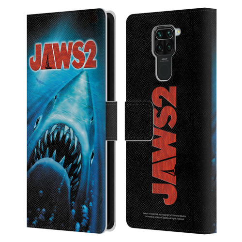 Jaws II Key Art Swimming Poster Leather Book Wallet Case Cover For Xiaomi Redmi Note 9 / Redmi 10X 4G