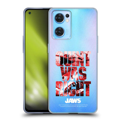 Jaws I Key Art Quint Was Right Soft Gel Case for OPPO Reno7 5G / Find X5 Lite