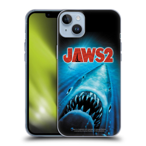 Jaws II Key Art Swimming Poster Soft Gel Case for Apple iPhone 14 Plus