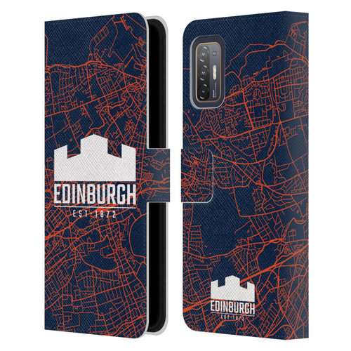 Edinburgh Rugby Graphics Map Leather Book Wallet Case Cover For HTC Desire 21 Pro 5G