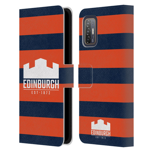 Edinburgh Rugby Graphics Stripes Leather Book Wallet Case Cover For HTC Desire 21 Pro 5G