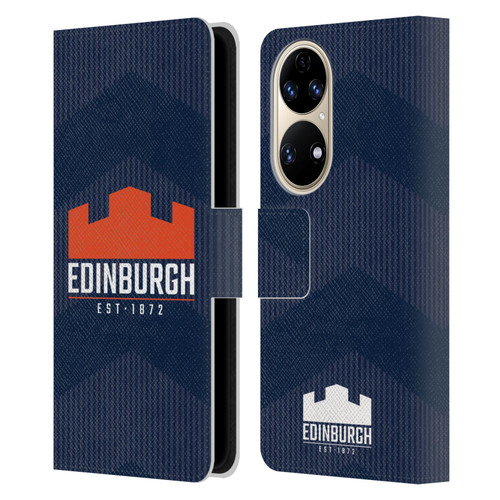 Edinburgh Rugby Graphics Lines Leather Book Wallet Case Cover For Huawei P50