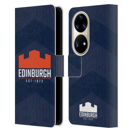 Edinburgh Rugby Graphics Lines Leather Book Wallet Case Cover For Huawei P50 Pro