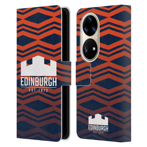 Edinburgh Rugby Graphics Pattern Gradient Leather Book Wallet Case Cover For Huawei P50 Pro