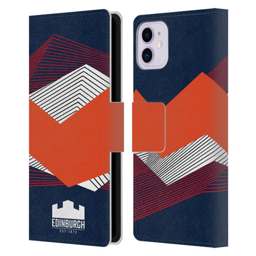 Edinburgh Rugby Graphics Shapes Leather Book Wallet Case Cover For Apple iPhone 11