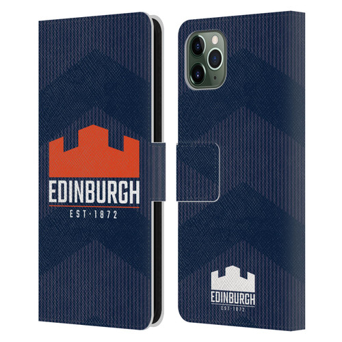 Edinburgh Rugby Graphics Lines Leather Book Wallet Case Cover For Apple iPhone 11 Pro Max