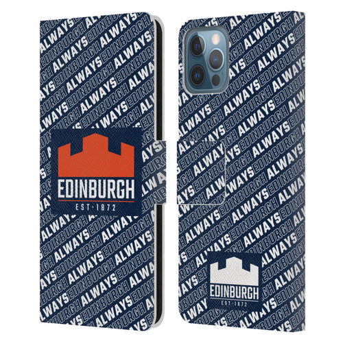 Edinburgh Rugby Graphics Logo Pattern Leather Book Wallet Case Cover For Apple iPhone 12 / iPhone 12 Pro