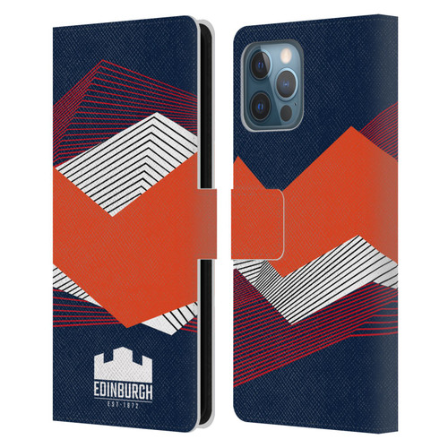 Edinburgh Rugby Graphics Shapes Leather Book Wallet Case Cover For Apple iPhone 12 Pro Max