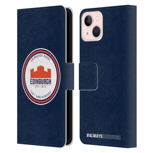 Edinburgh Rugby Graphics 150th Logo Leather Book Wallet Case Cover For Apple iPhone 13