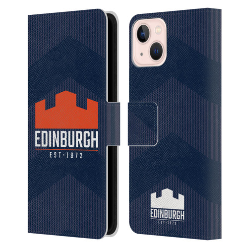 Edinburgh Rugby Graphics Lines Leather Book Wallet Case Cover For Apple iPhone 13