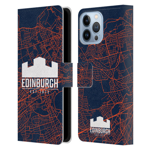 Edinburgh Rugby Graphics Map Leather Book Wallet Case Cover For Apple iPhone 13 Pro Max