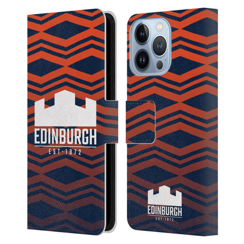 Edinburgh Rugby Graphics Pattern Gradient Leather Book Wallet Case Cover For Apple iPhone 13 Pro