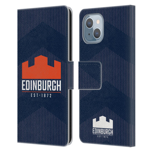 Edinburgh Rugby Graphics Lines Leather Book Wallet Case Cover For Apple iPhone 14