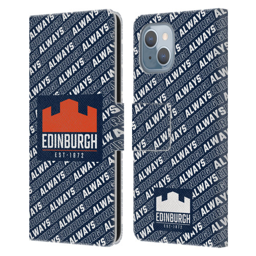 Edinburgh Rugby Graphics Logo Pattern Leather Book Wallet Case Cover For Apple iPhone 14