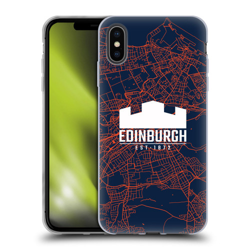 Edinburgh Rugby Graphics Map Soft Gel Case for Apple iPhone XS Max