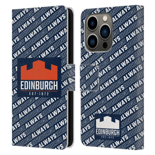 Edinburgh Rugby Graphics Logo Pattern Leather Book Wallet Case Cover For Apple iPhone 14 Pro