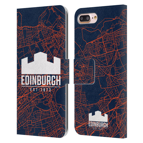 Edinburgh Rugby Graphics Map Leather Book Wallet Case Cover For Apple iPhone 7 Plus / iPhone 8 Plus