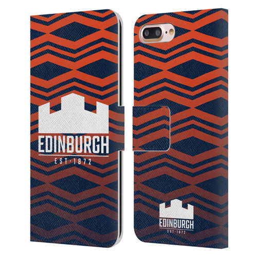 Edinburgh Rugby Graphics Pattern Gradient Leather Book Wallet Case Cover For Apple iPhone 7 Plus / iPhone 8 Plus