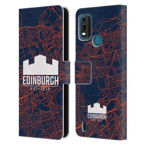 Edinburgh Rugby Graphics Map Leather Book Wallet Case Cover For Nokia G11 Plus