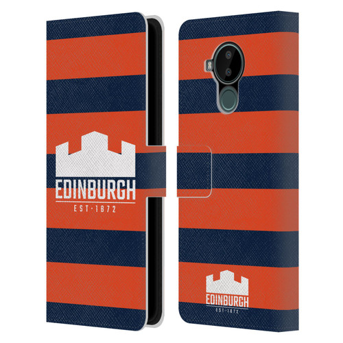 Edinburgh Rugby Graphics Stripes Leather Book Wallet Case Cover For Nokia C30