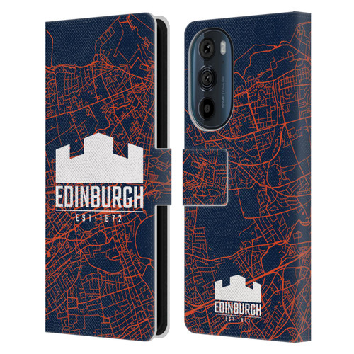 Edinburgh Rugby Graphics Map Leather Book Wallet Case Cover For Motorola Edge 30
