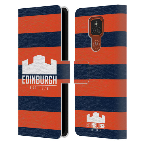 Edinburgh Rugby Graphics Stripes Leather Book Wallet Case Cover For Motorola Moto E7 Plus