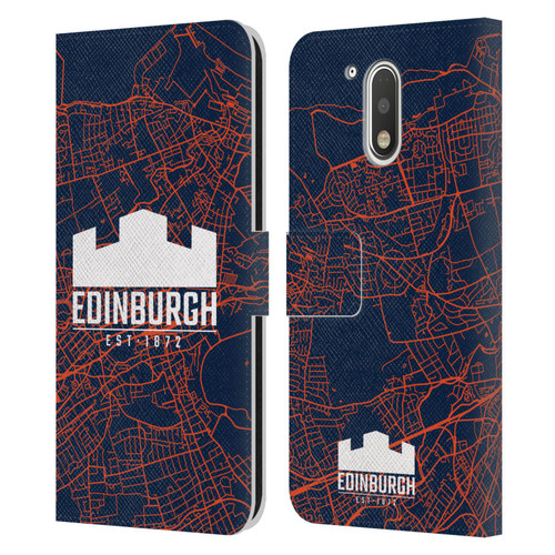 Edinburgh Rugby Graphics Map Leather Book Wallet Case Cover For Motorola Moto G41